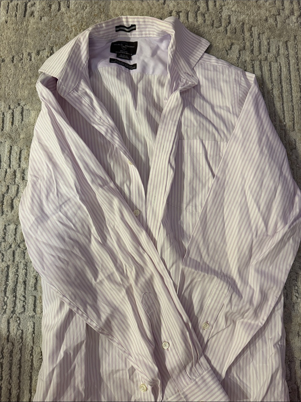 Black Brown 1826 Men's Light Purple Stripe Dress Shirt